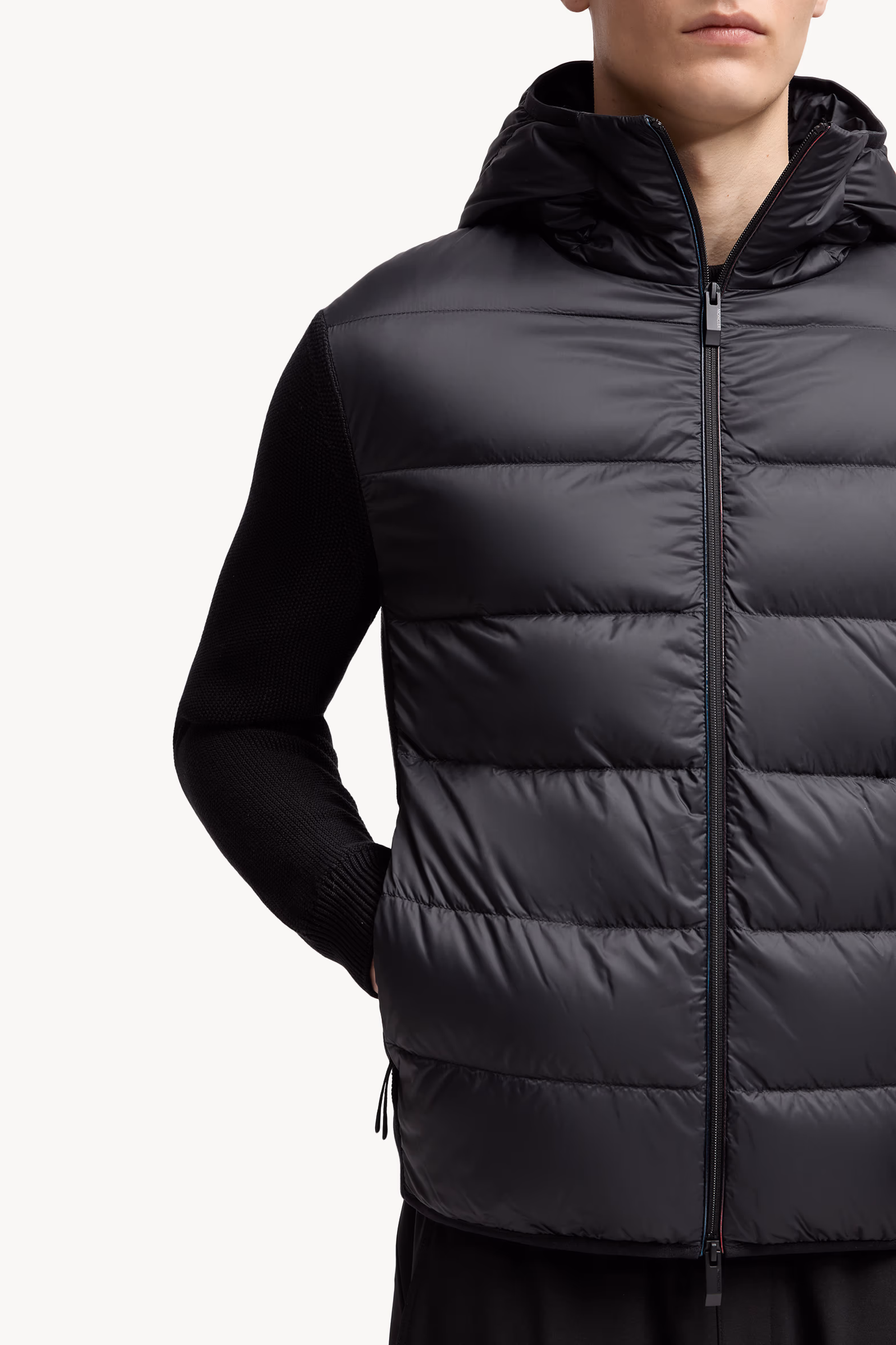 Padded Cotton Zip-Up Hoodie Men Black Moncler 6